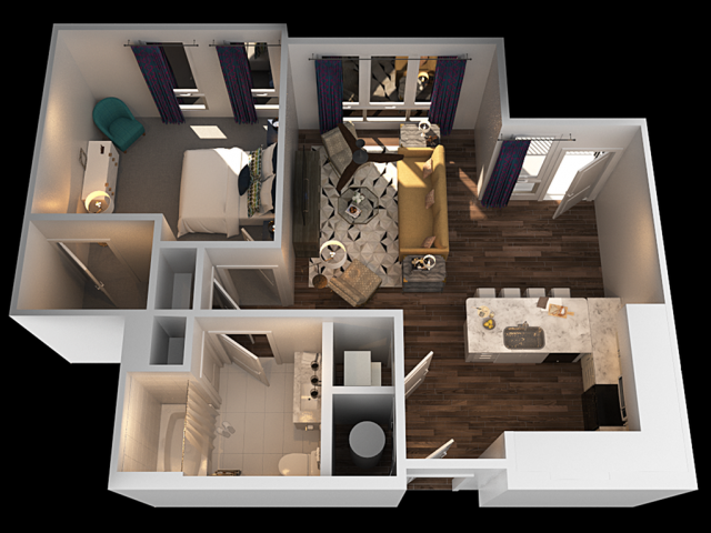 F 1 Bedroom Floor Plan | Towson Luxury Apartments | The Southerly