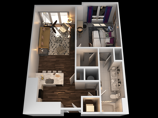 B 1 Bedroom Floor Plan | Towson Luxury Apartments | The Southerly