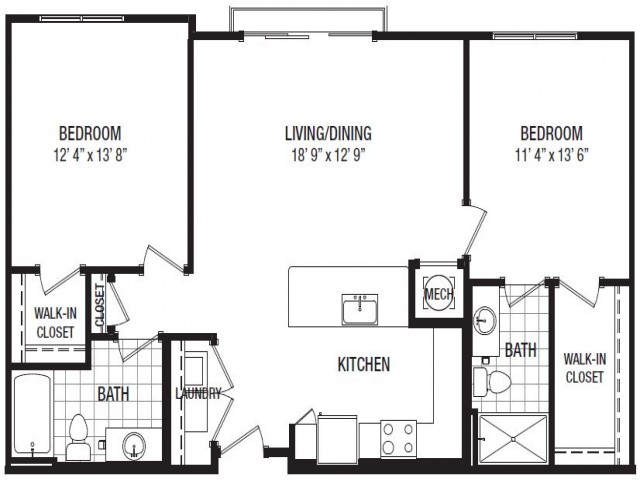C 2 Bedroom Floor Plan | Luxury Apartments In Towson MD | The Southerly