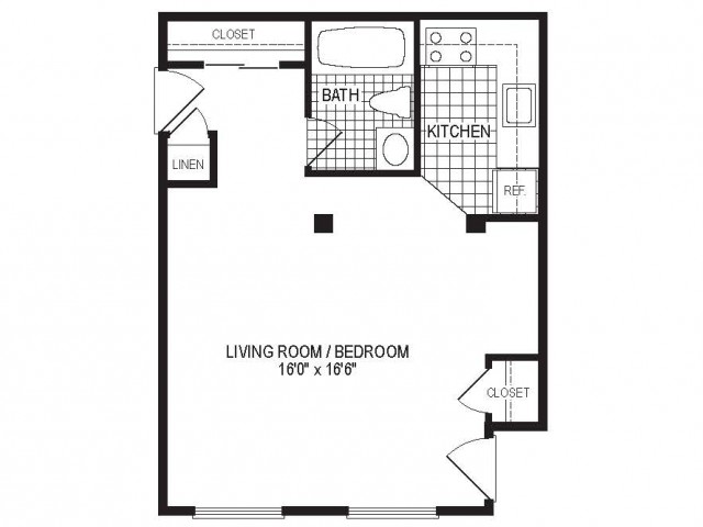 S1B - 1 Bedroom Floor Plan | Apartments in Springfield MA | Stockbridge Court