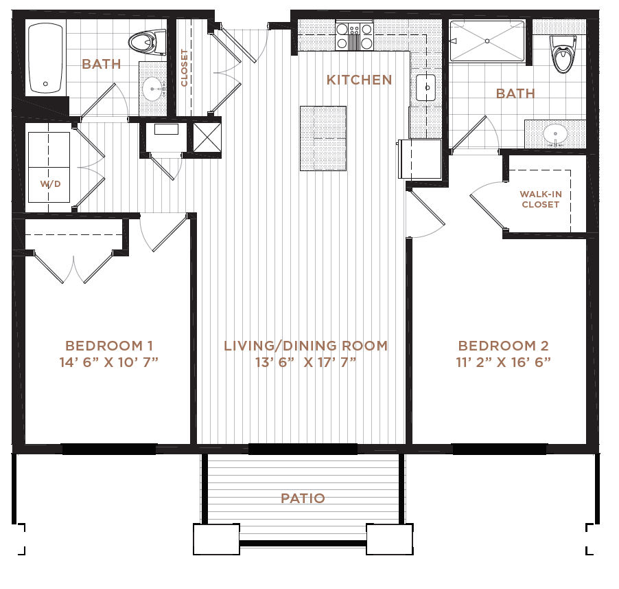 2 Bedroom Floor Plan | Nashua NH Apartments | Corsa