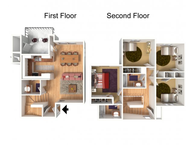 4 Bed 2 5 Bath 60 4 Bed Apartment Oakwood Apartments