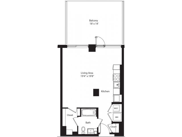 Studio Floor Plan | Luxe Apartment Living in Washington DC | Twelve12