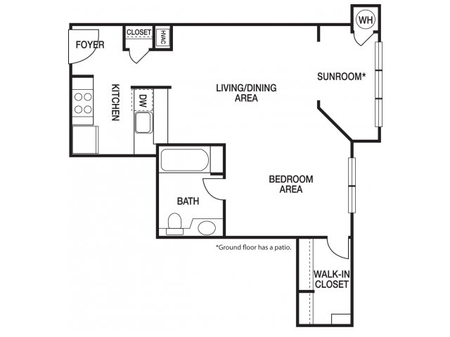 Prato At Midtown Apartments For In Downtown Atlanta Georgia Studio One Bathroom E3 And E31 Floorplan At The Prato Midtown Apartments In Atlanta