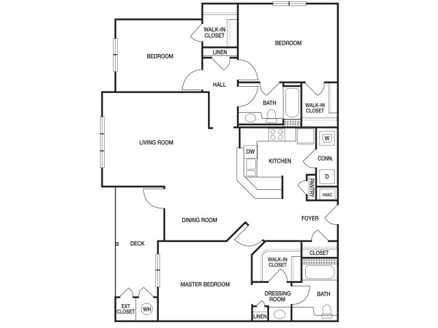 Prato At Midtown Apartments For In Downtown Atlanta Georgia Three Bedroom Two Bathroom C1 Floorplan At The Prato Midtown Apartments In Atlanta Ga
