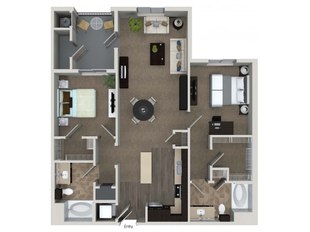 1 2 3 Bedroom Apartments In La Habra Valentia 2 Bedroom Bathroom B3 Floorplan At Valentia Apartments In La Habra Ca