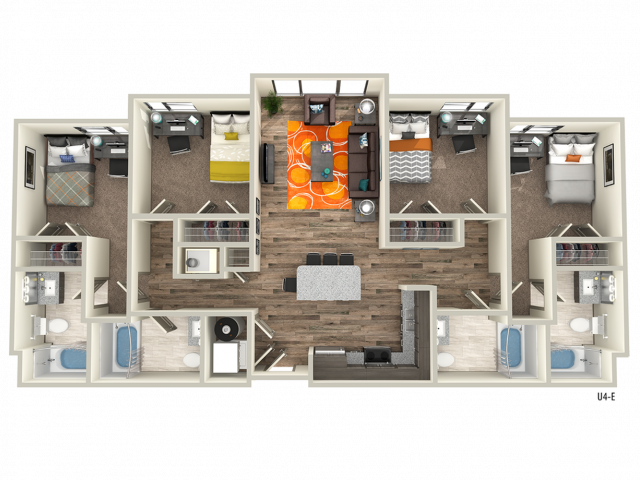 4BR 4BA 4E 4 Bed Apartment The Union Auburn