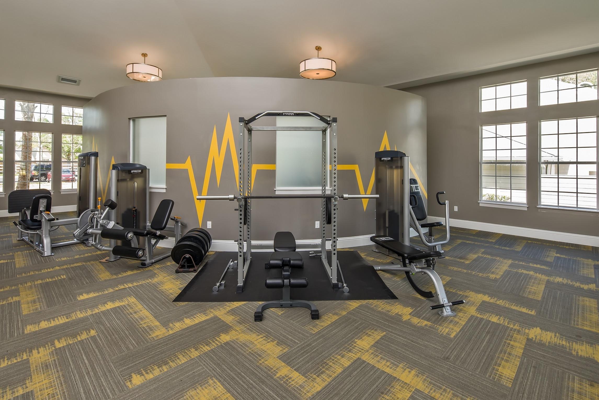 The Glenn-Interior | Fitness Center with weight machines