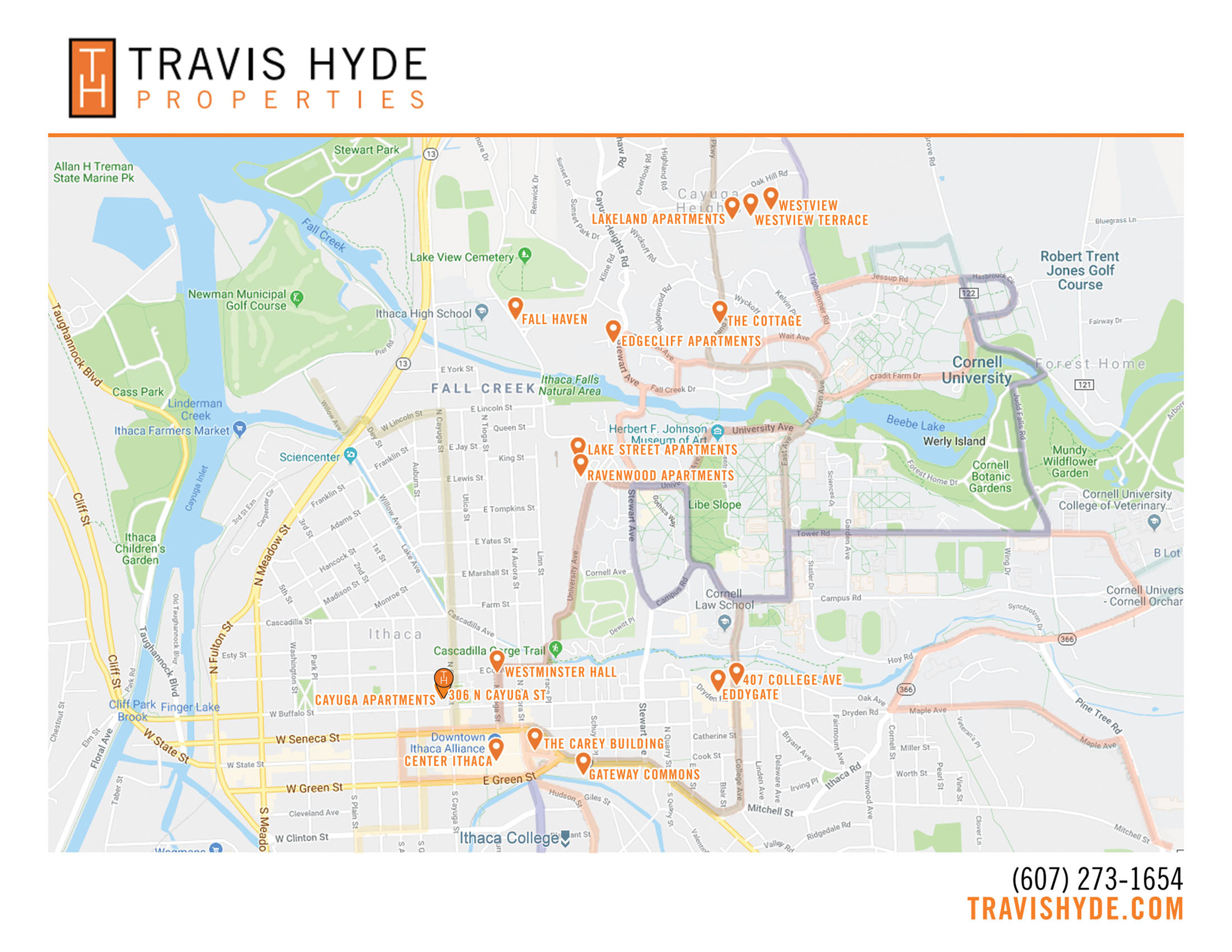 Travis Hyde Properties Ithaca Apartments Map