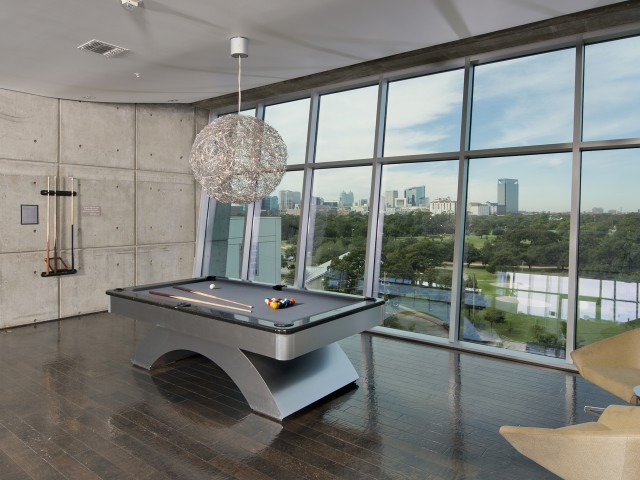 Media lounge with billiards table at Hanover Hermann Park