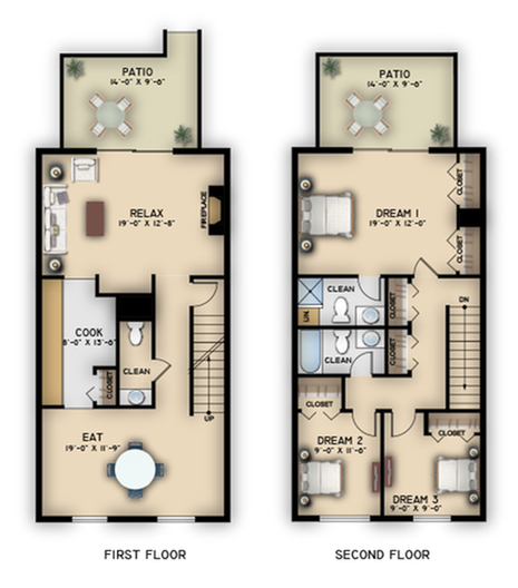 3x2 5 B 3 Bed Apartment Walden Townhomes