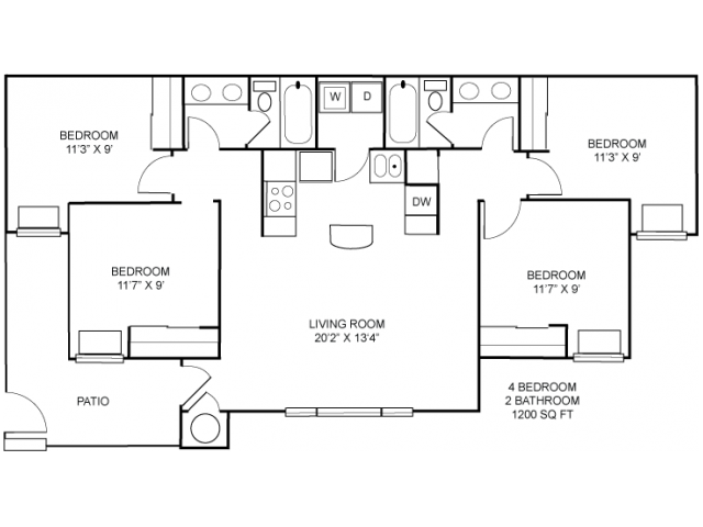 4 Bed 2 Bath Apartment In College Station Tx The Trails At Wolf 4 2 Unfurnished