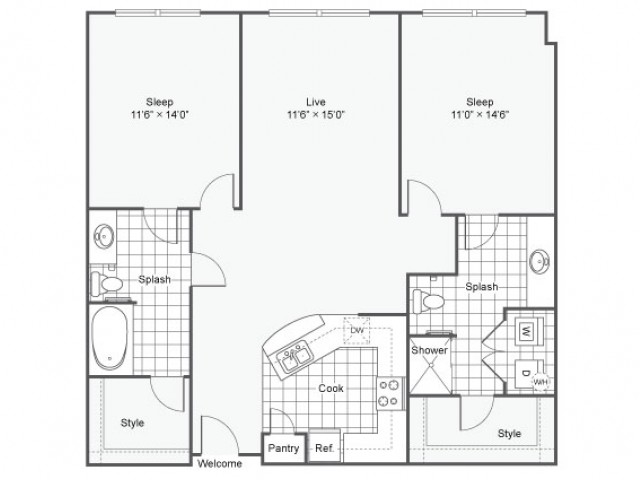 Floor Plan 19 | Dallas Texas Apartments Downtown | Arrive West End