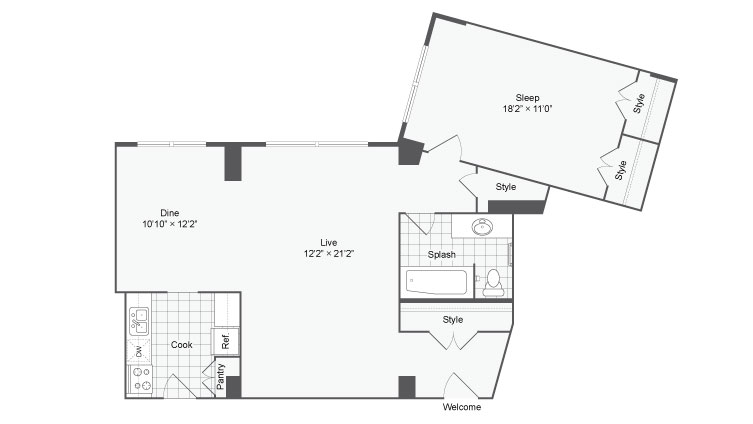 Floor Plan 2 | Apartments Near Johns Hopkins University | The Social North Charles