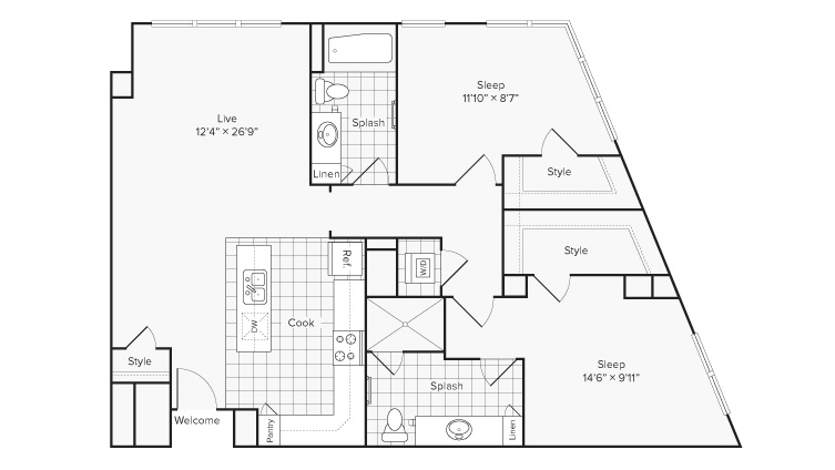 2 Bed Bath Apartment In Philadelphia Pa Arrive University City 0 For The Franklin Floor Plan