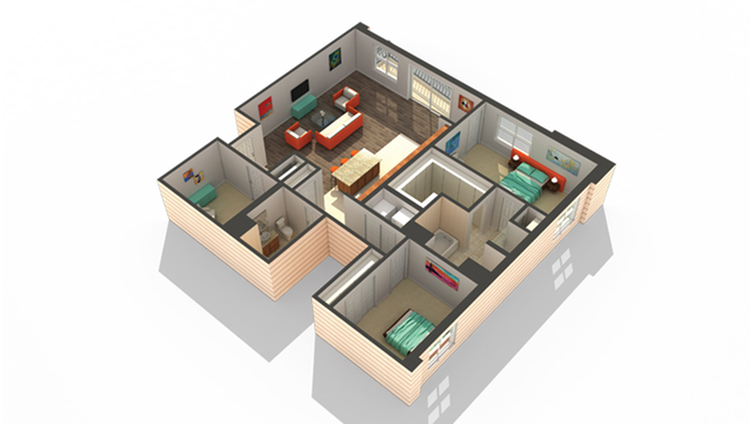 2 Bedroom Floor Plan | Apartments Des Plaines IL | Renew Five Ninety Five