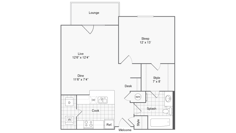 1 Bedroom Floor Plan | Glenmoore PA Apartments | ReNew Glenmoore