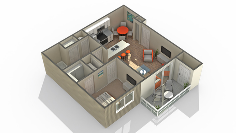 1 Bedroom Floor Plan | Luxury Apartments Boise | Skyline Luxury Apartments