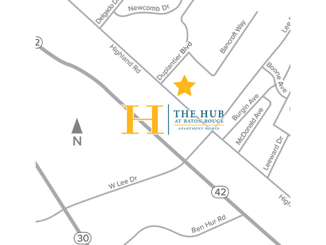 Location of The Hub at Baton Rouge