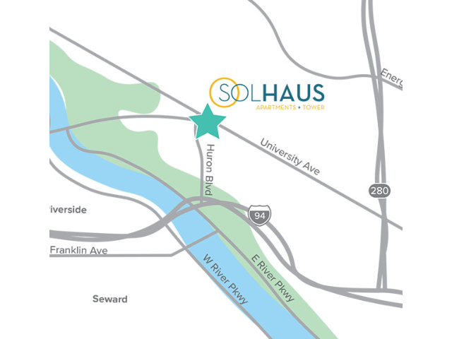 Location of Solhaus Apartments + Tower