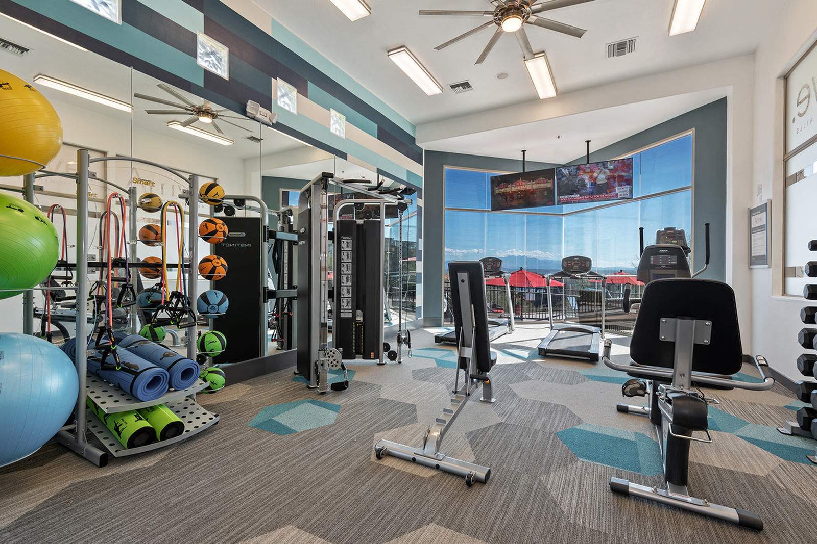 Fitness center with cardio and weight machines