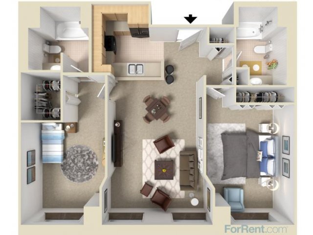 Two Bed Two Bath 2 Bed Apartment Bigelow Commons