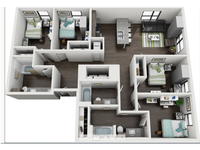 4 Bedroom Floorplan at Skyloft