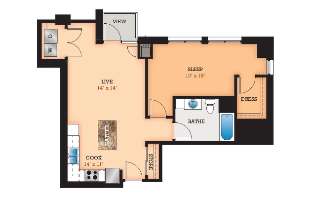 Floor Plan R1 | Domain | Apartments in Madison, WI