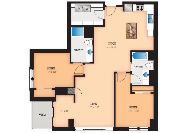 Floor Plan B | Domain | Apartments in Madison, WI