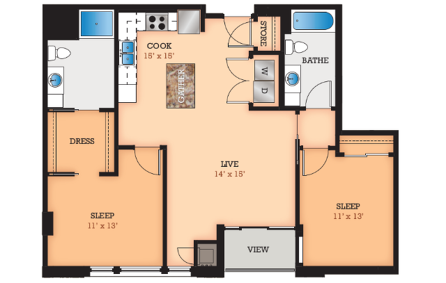 Floor Plan D1 | Domain | Apartments in Madison, WI