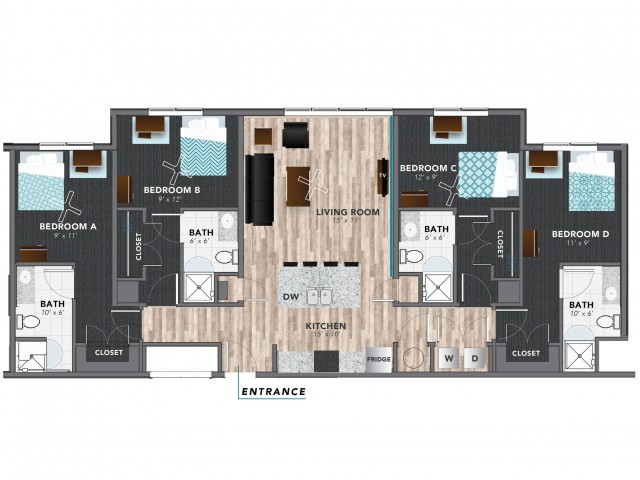 Four Bedroom 4 Bed Apartment Lux On Capitol