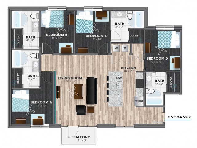 Four Bedroom Corner 4 Bed Apartment Lux On Capitol
