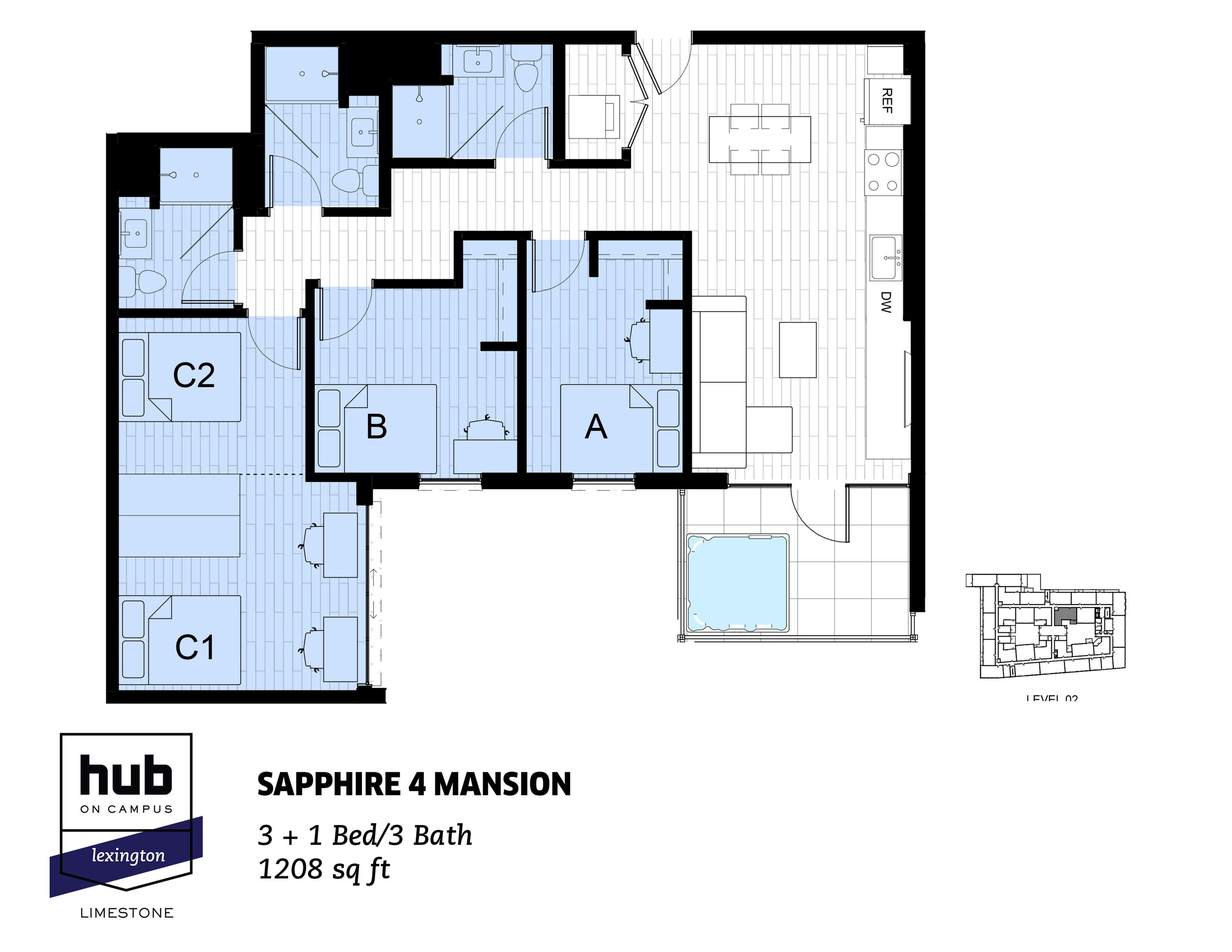 Sapphire 4 Mansion 3 Bed Apartment Hub On Campus Lexington