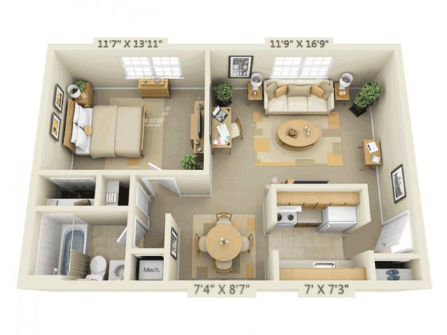 1 Bed Bath Apartment In Glen Burnie Md Village Square 0 For The 1 Bedroom Bath 600 Sq Ft Floor Plan