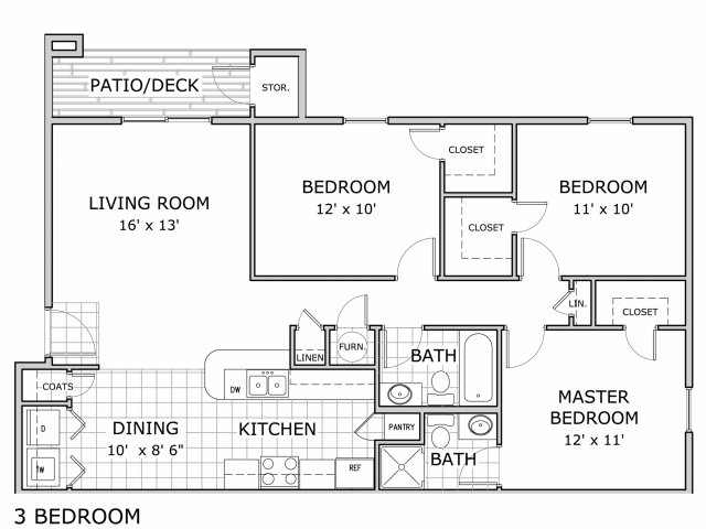 3 Bedroom Apartment Floor Plans