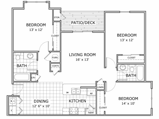 3 bedroom apartment floor plan image