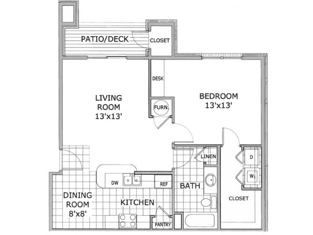 one bedroom apartment floor plan image