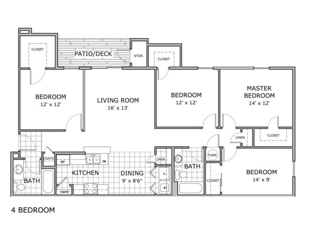 4 Bedroom Ph 1 4 Bed Apartment Battlefield Park Apartments