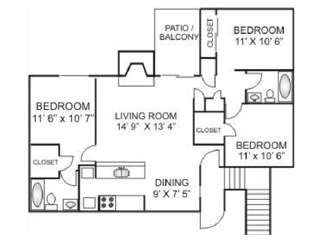 Three Bedroom | 3 Bed Apartment | Deer Run