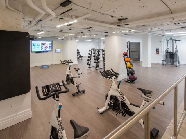 Fitness center with spin bikes Fitness center with spin bikes