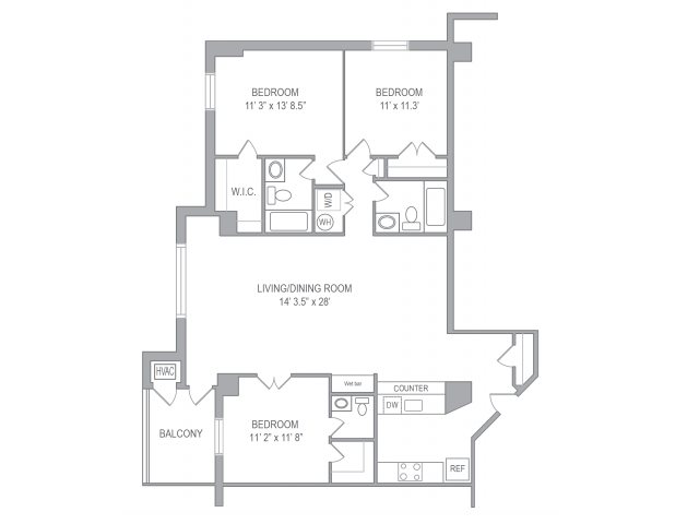 Floor Plan 5 | Apartments In Arlington | Courtland Towers