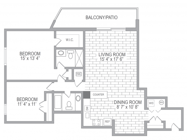 2x2 Floor Plan, Showcasing Residence 19 Units
