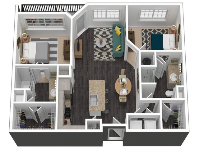 2 Bed Bath Apartment In Austin Tx Eastside Station 0 For The B1a Floor Plan