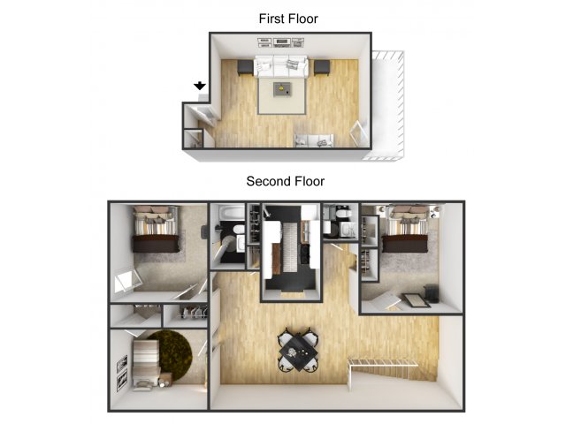 Three Bedroom Custom Split Level Furnished 3 Bed Apartment